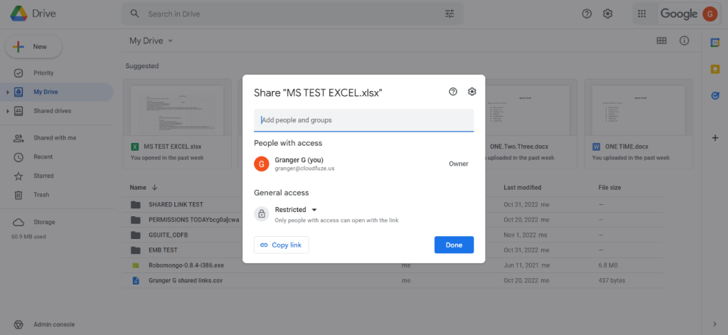 File and folder sharing in Google Drive