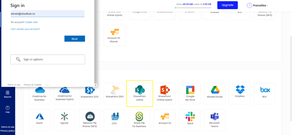 Adding SharePoint Online