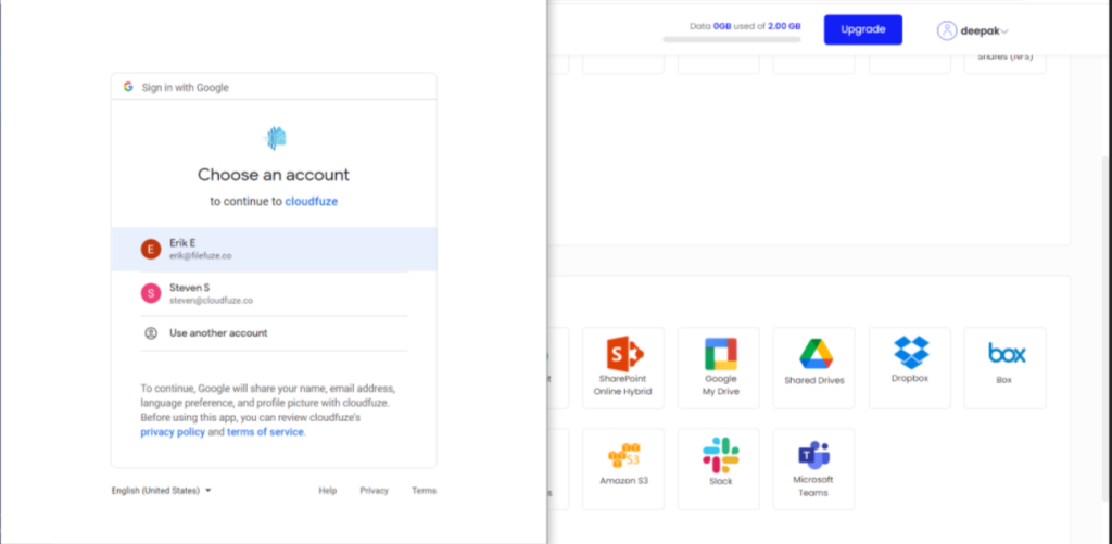 Google Drive login page 