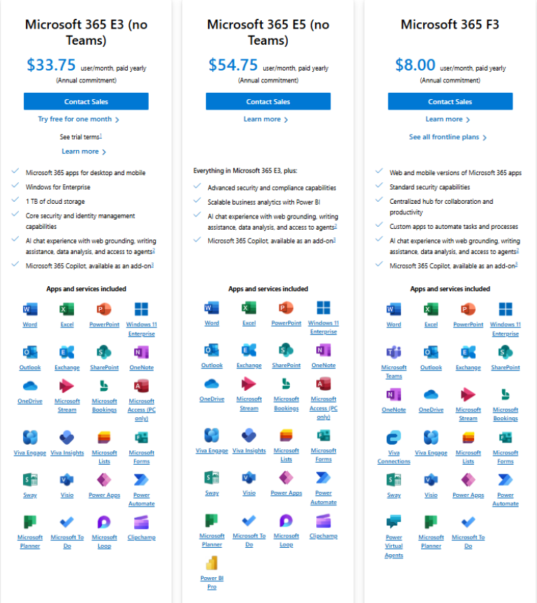 Microsoft 365’s plans and pricing