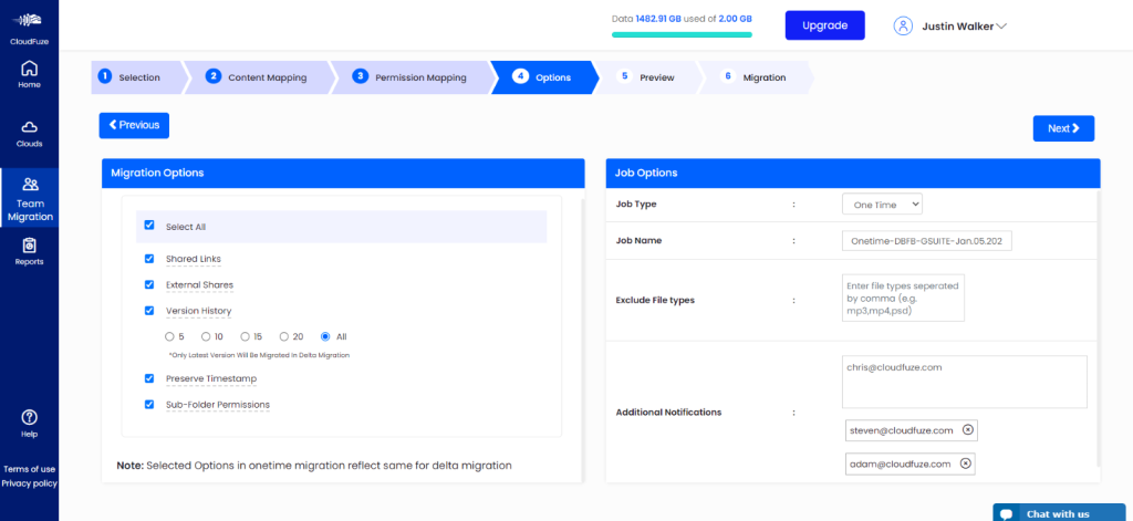 Adding emails for CloudFuze migration reports 