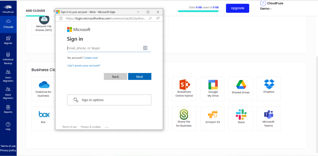Add Microsoft 365 Accounts to CloudFuze