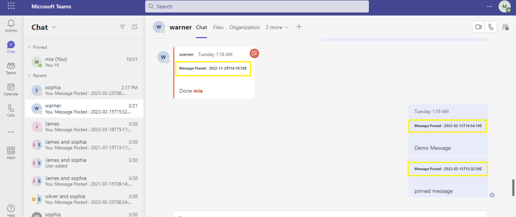 Microsoft Teams messages