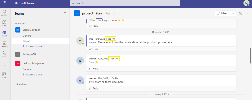 Microsoft Teams team messages 