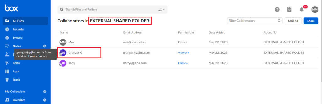 Box Externals Shared Folder