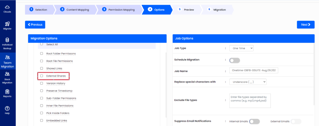 CloudFuze Migrates External Shares from Dropbox to Google Drive