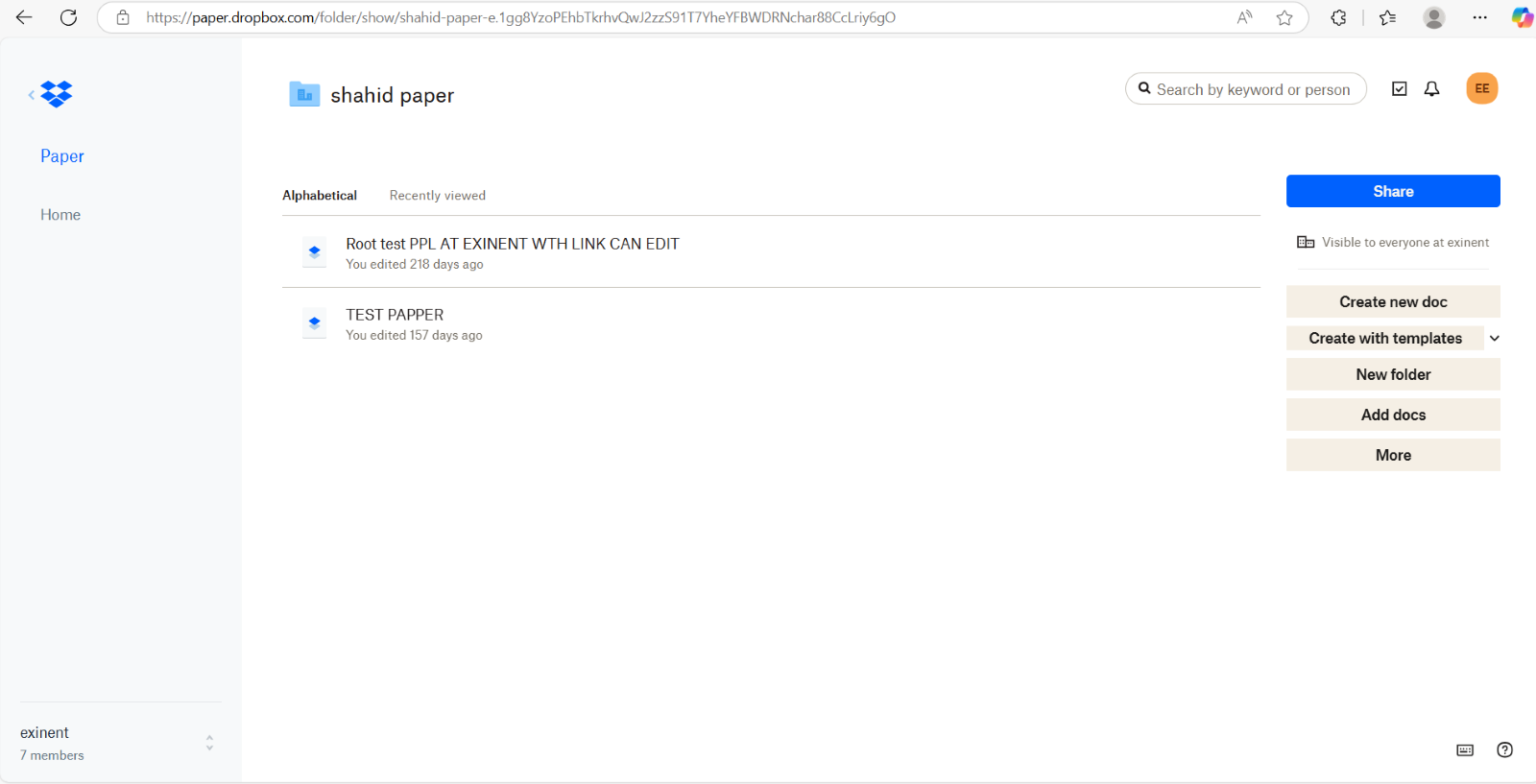 Dropbox Paper files in Dropbox Cloud