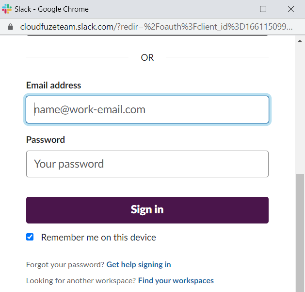 Slack Credentials