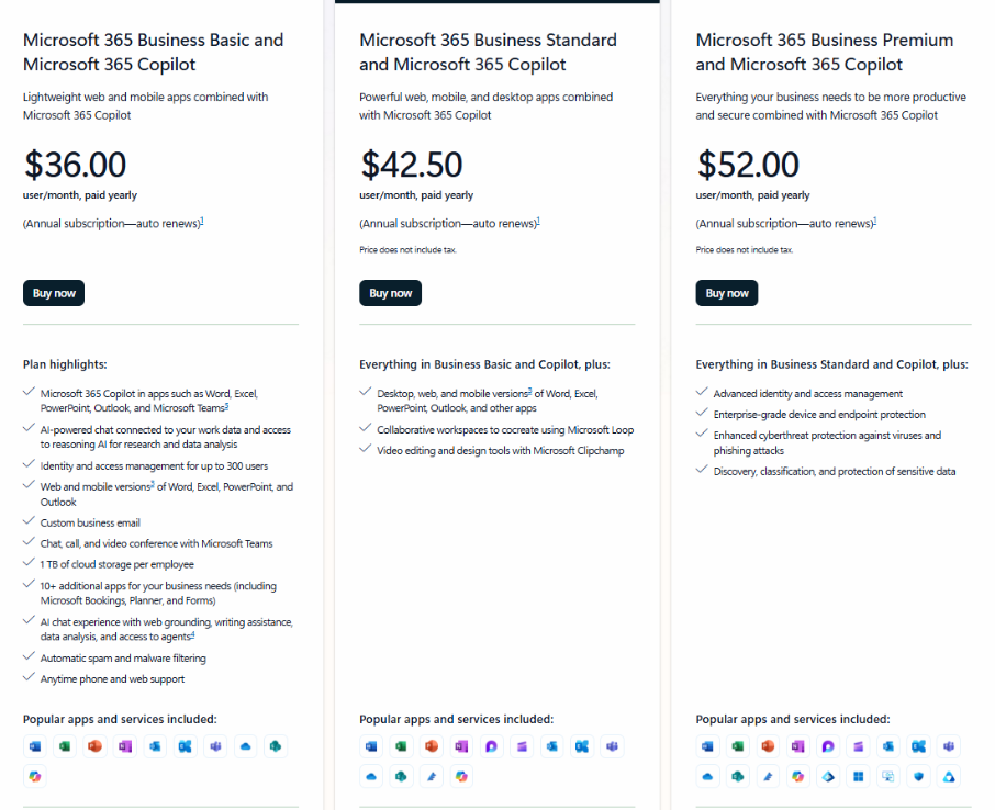 copilot plans and pricing