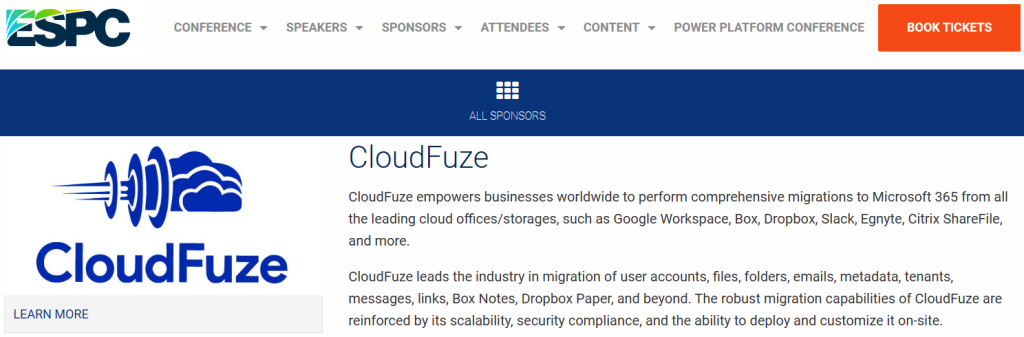  CloudFuze Sponsors ESPC