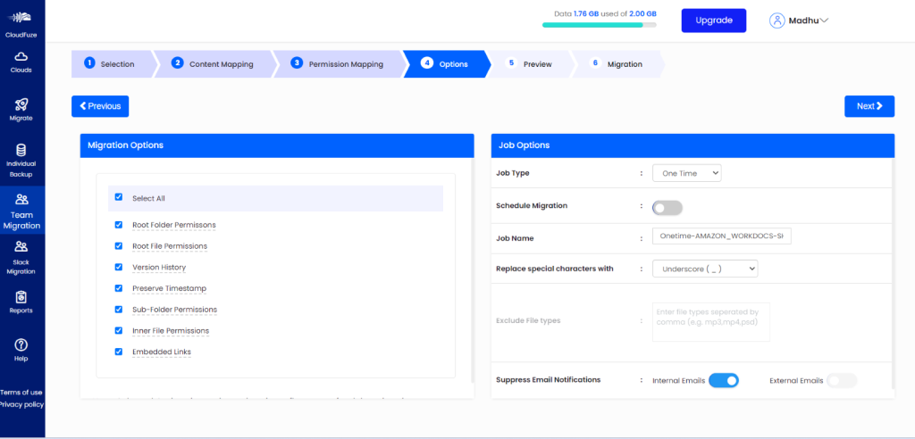 Migration Parameters