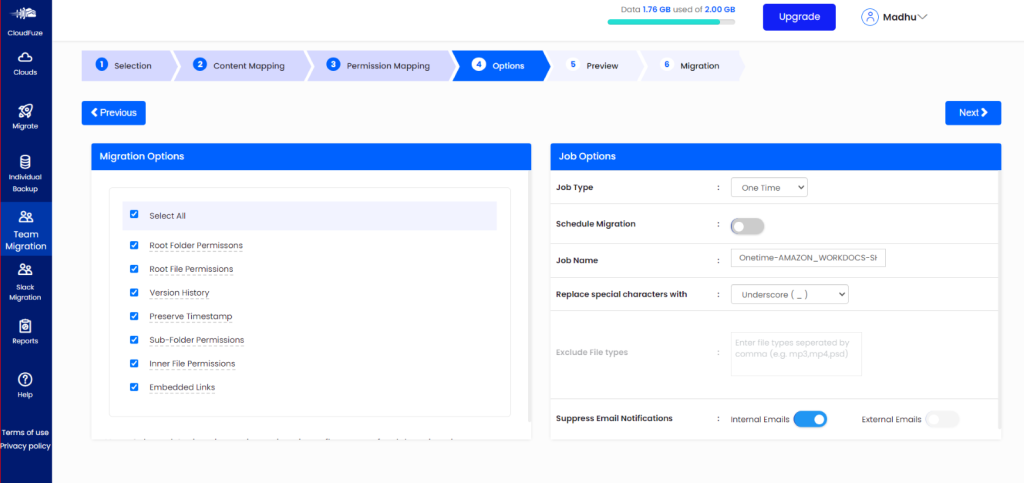 Migration Parameters