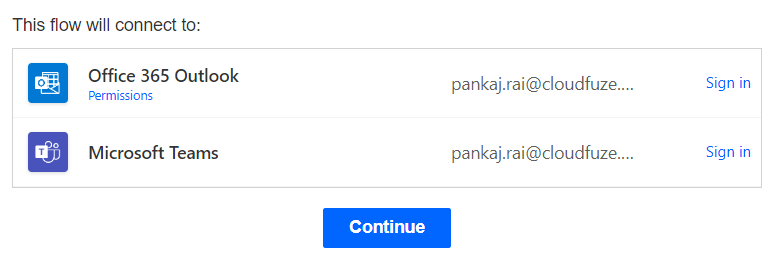 Flow to Outlook and Microsoft Teams 