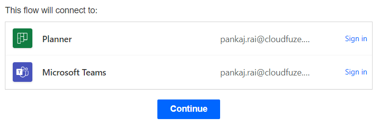 Automation Flow to Microsoft Teams and Planner Accounts