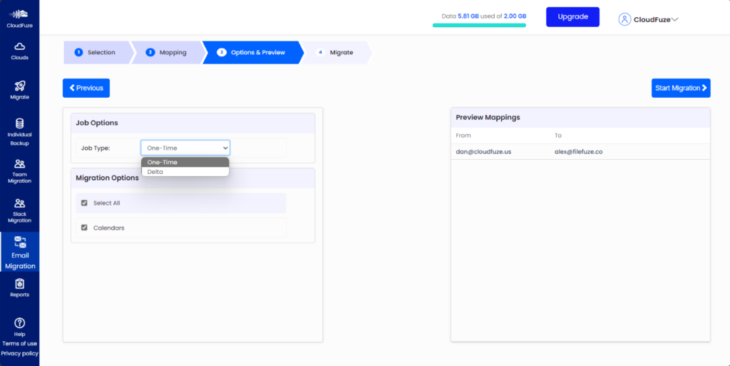 Preview the Migration Parameters