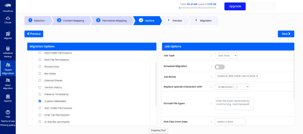 CSV format box to onedrive