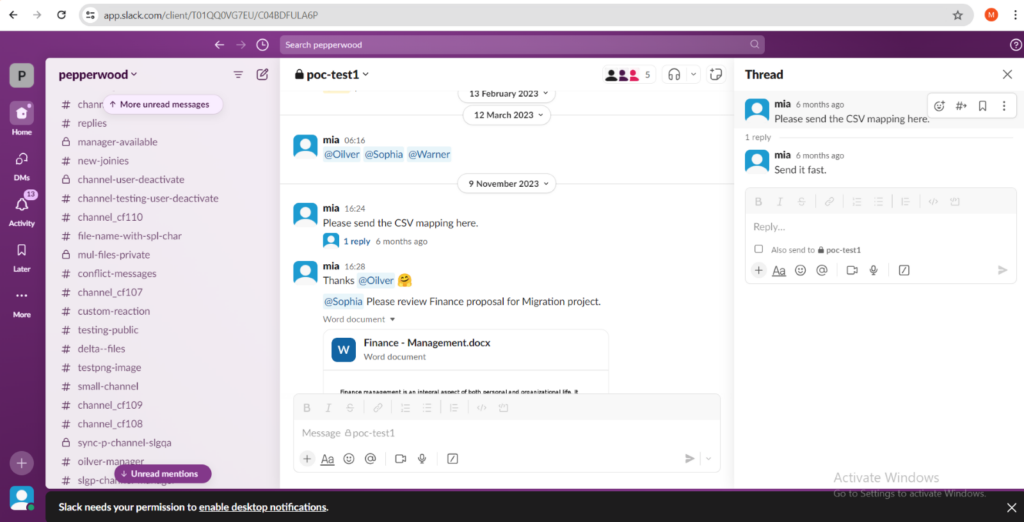 Message threads in Slack