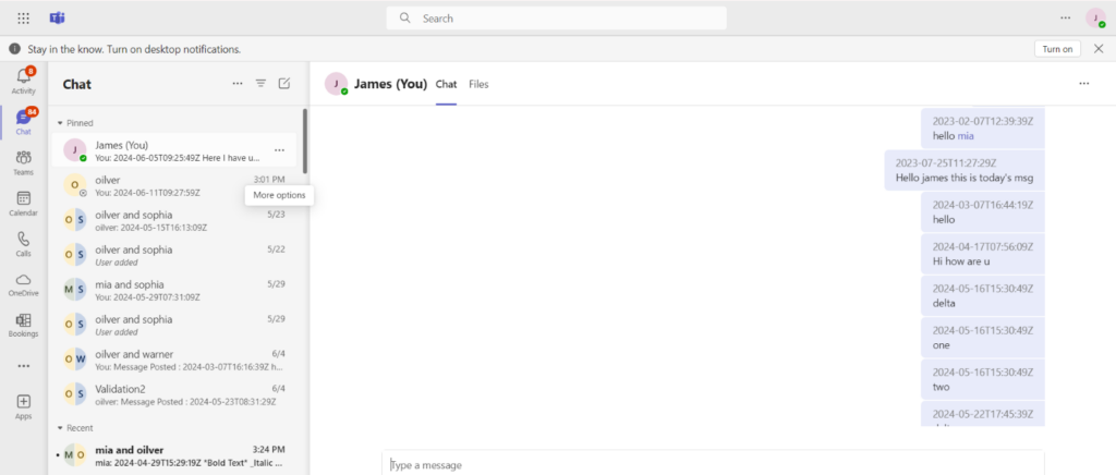self-messages migrated to Microsoft Teams