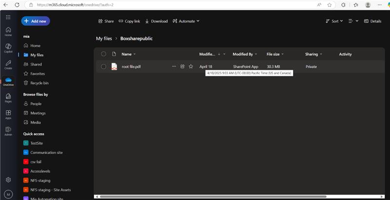 Box files migrated to OneDrive along with timestamps 