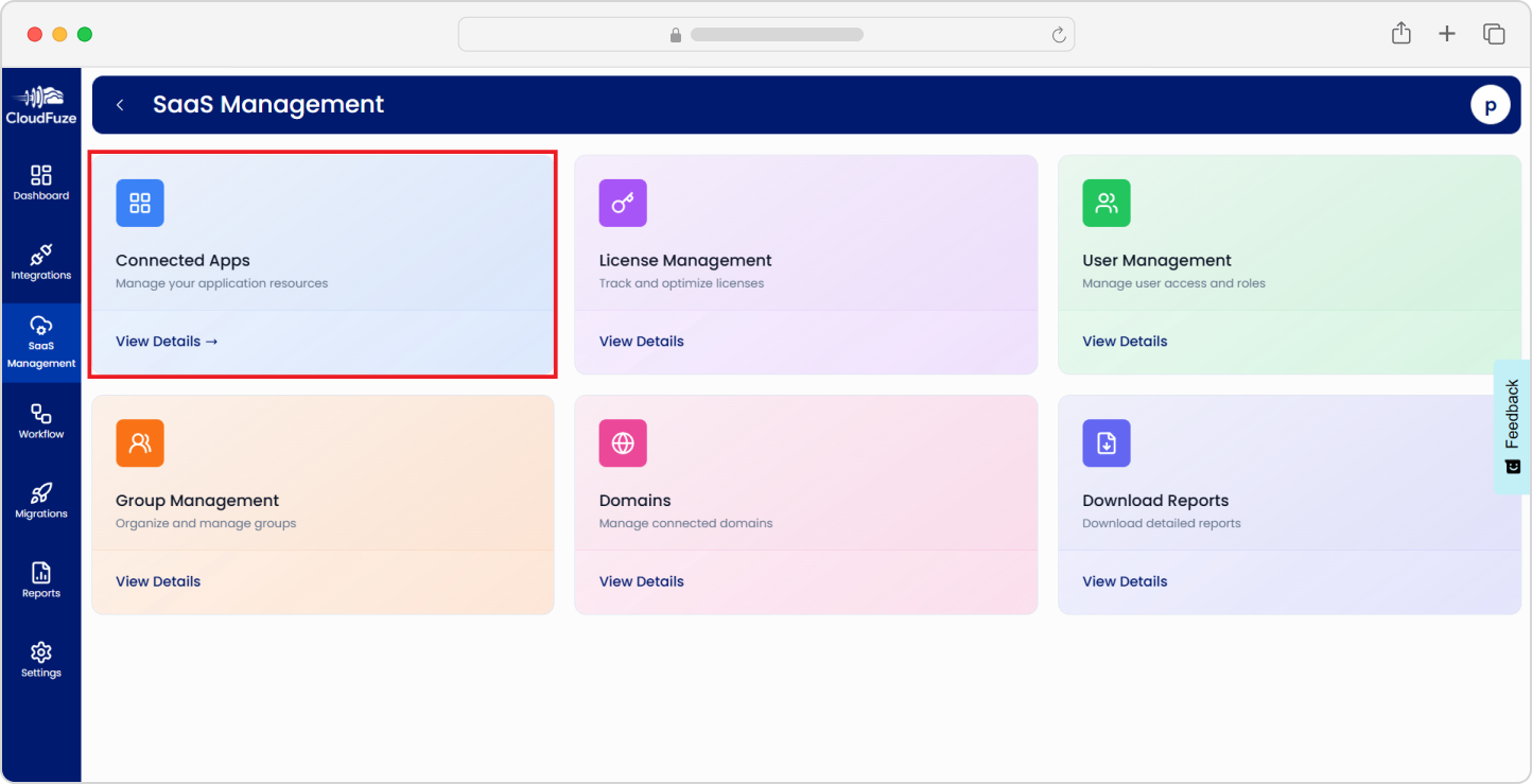 Checking Connected Apps through CloudFuze Manage