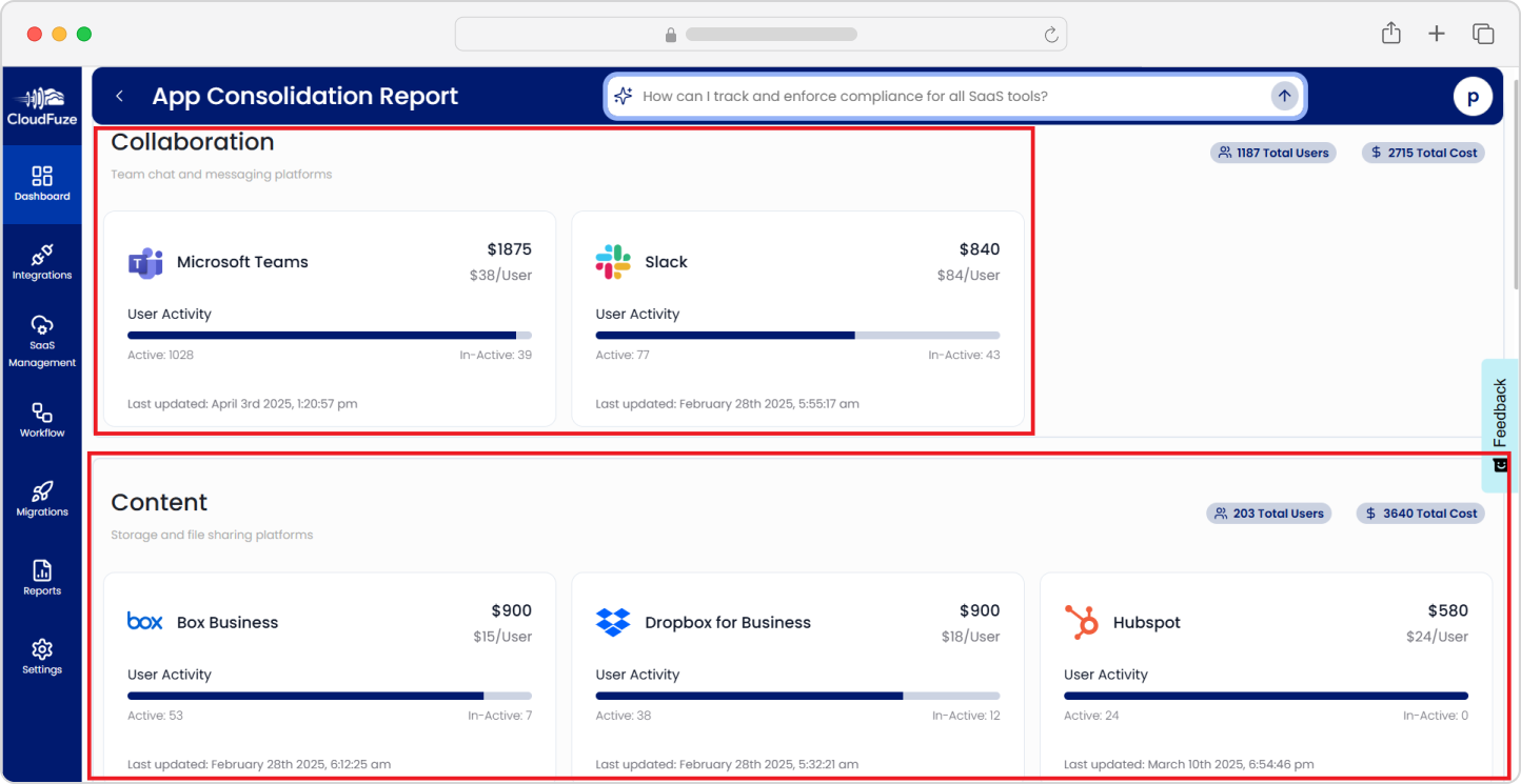 CloudFuze Manager App Consolidation Report