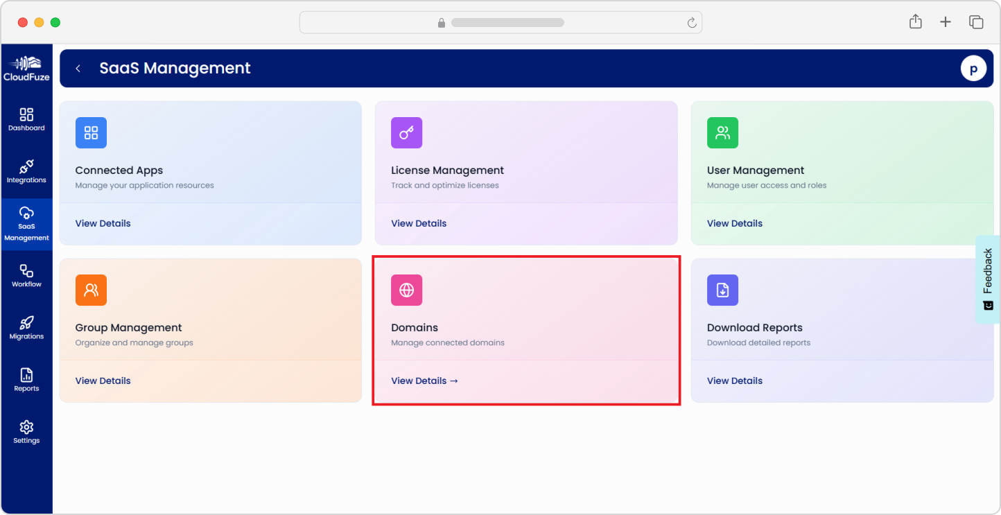 Domain management with CloudFuze Manage