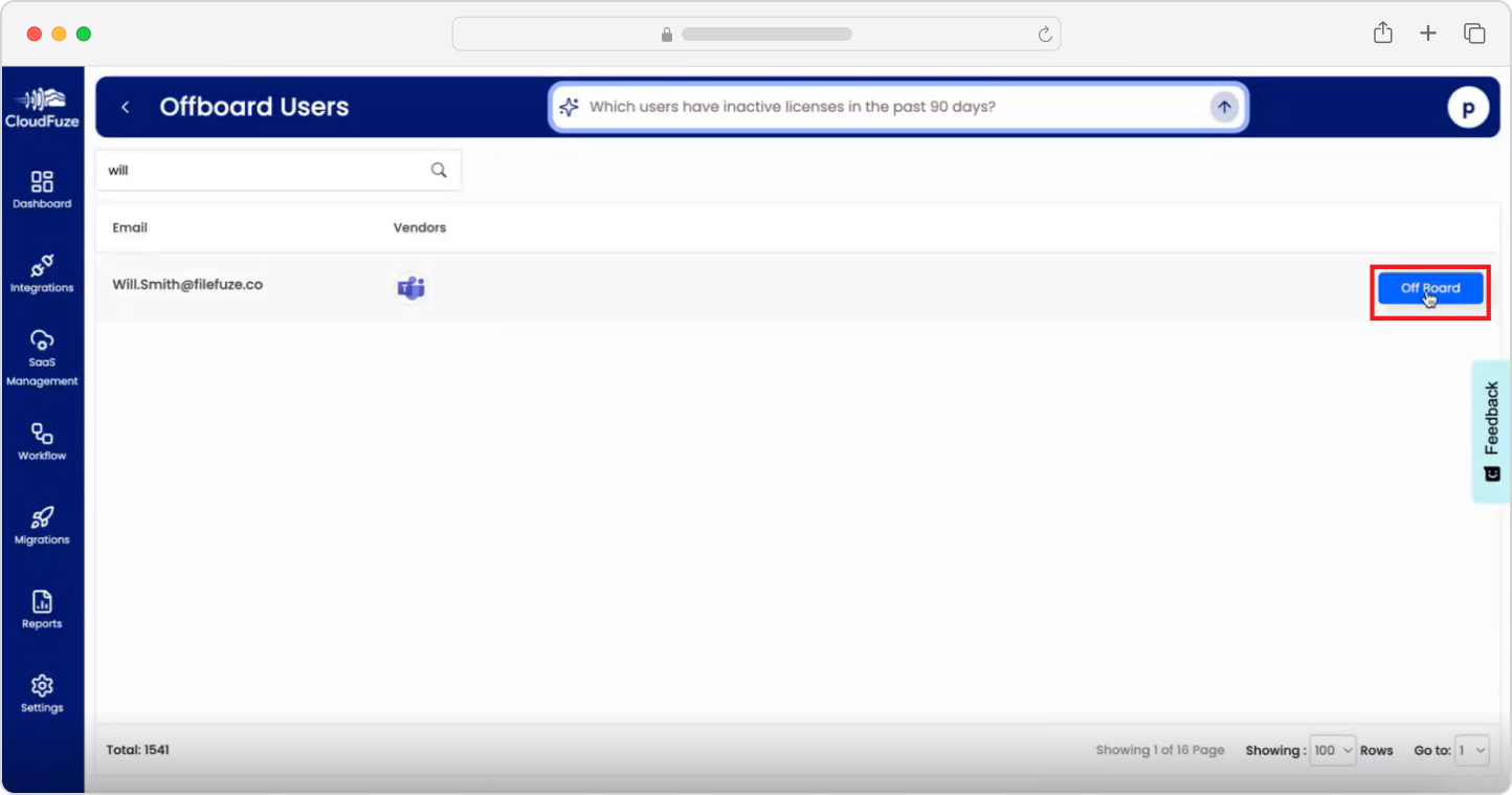 Offboarding users with CloudFuze Manage-Offboard