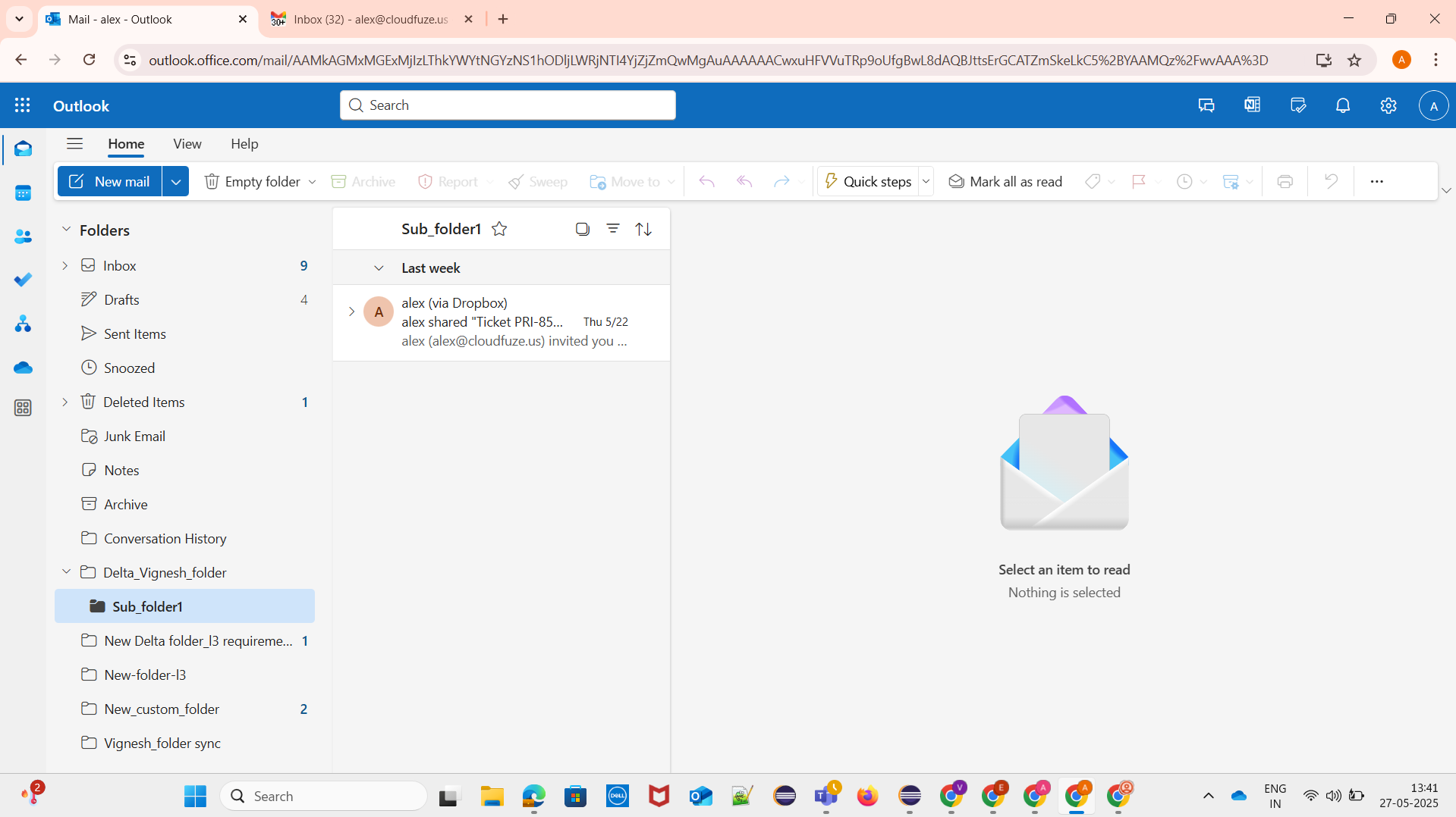Source (Outlook Subfolder Before Migration)