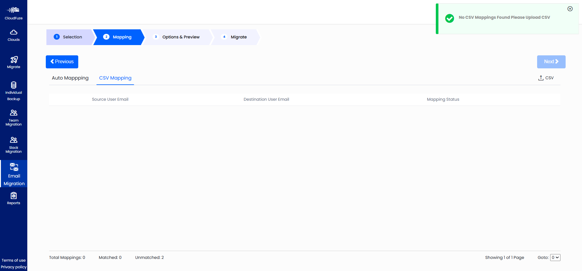 User mapping via CSV