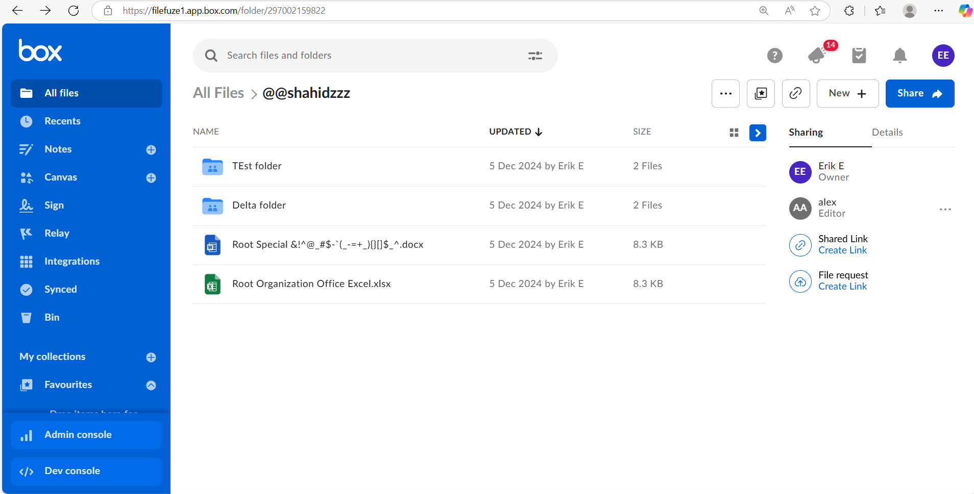 Box filenames with special characters