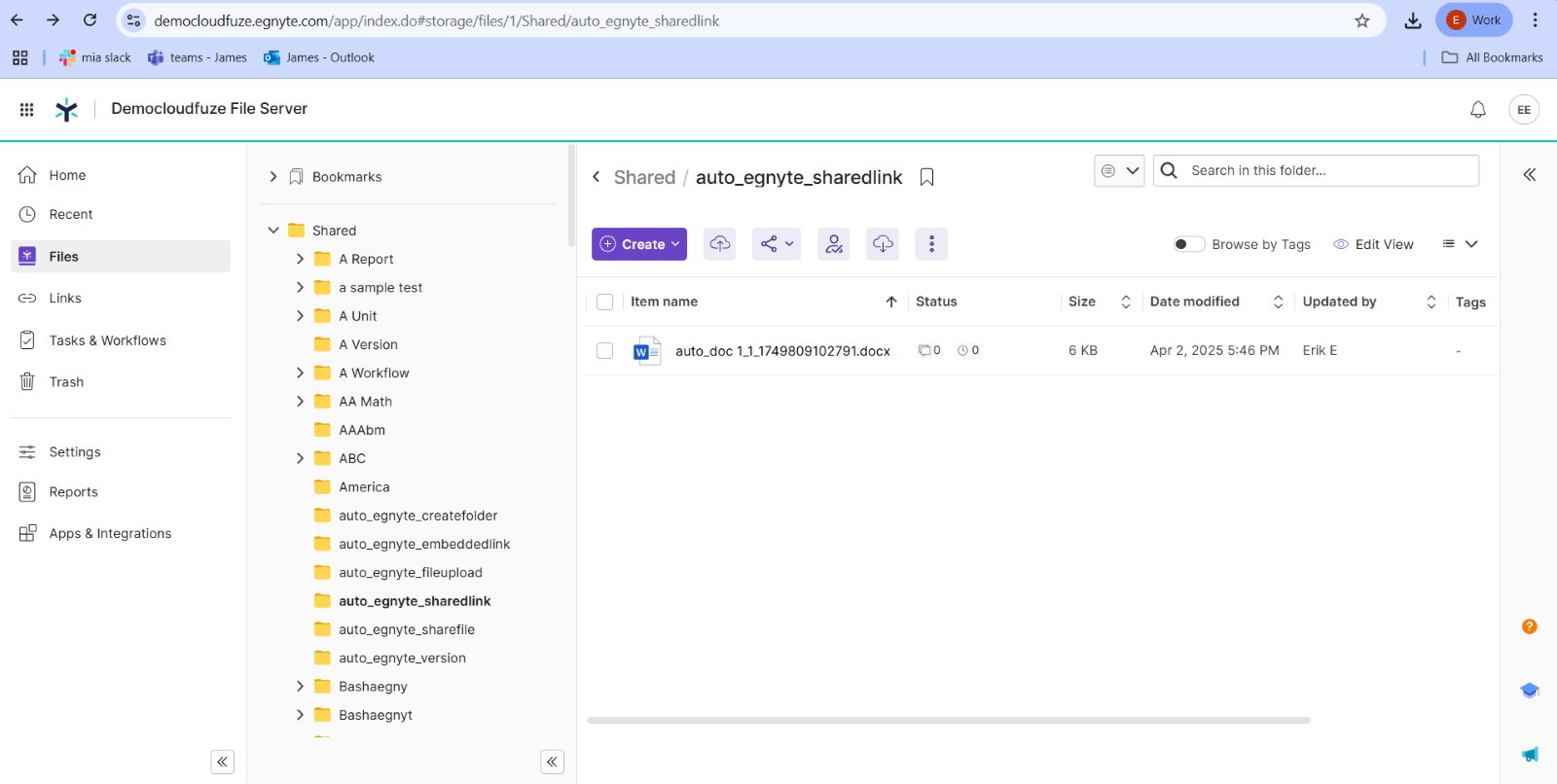 Egnyte document folder in the source cloud