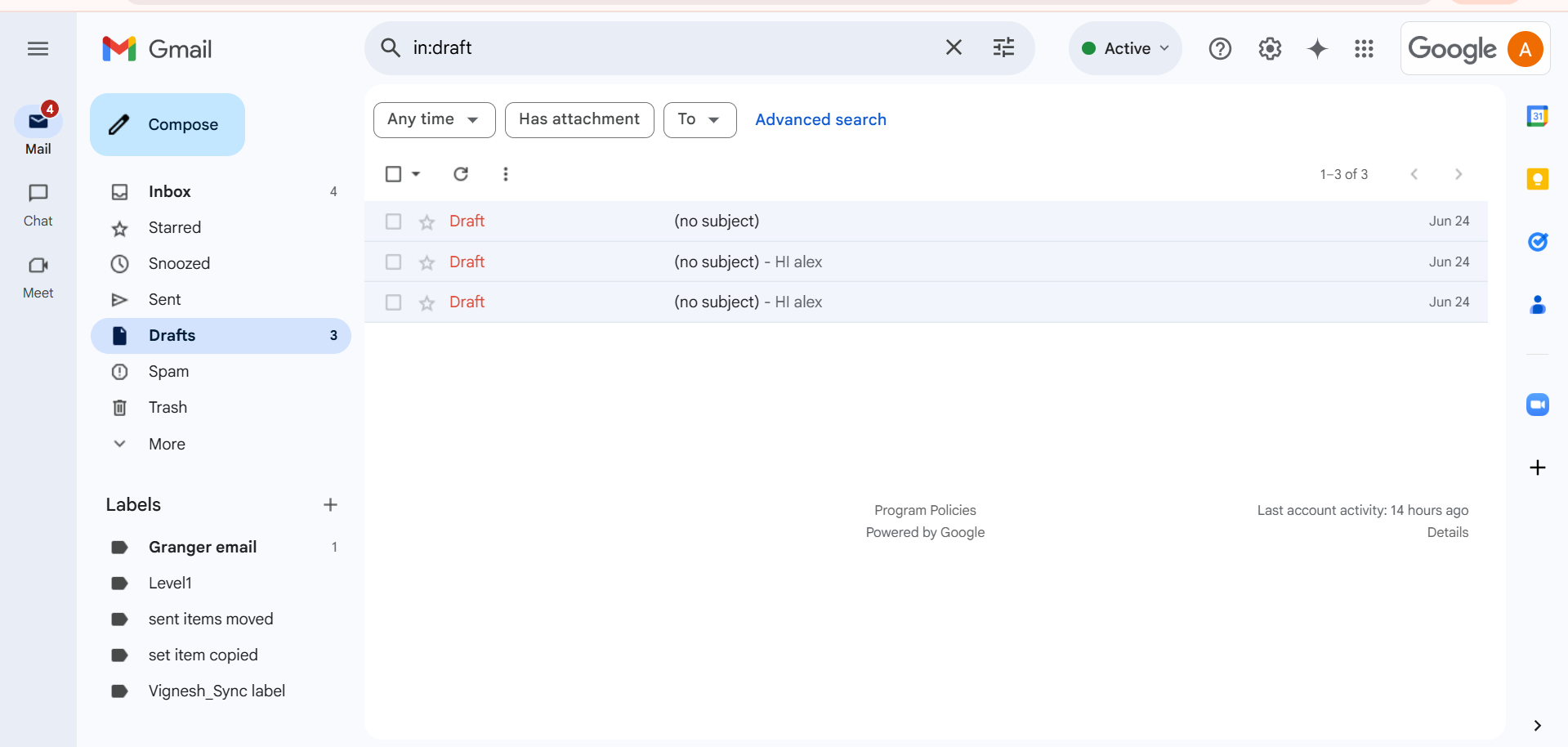 Gmail Drafts Email Before Migration