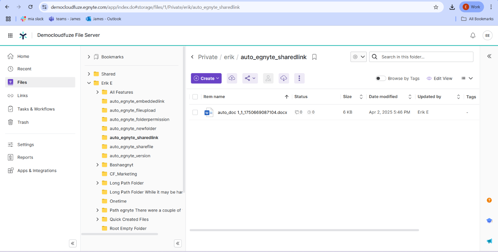 Image depicts the Egnyte document folder in the source cloud