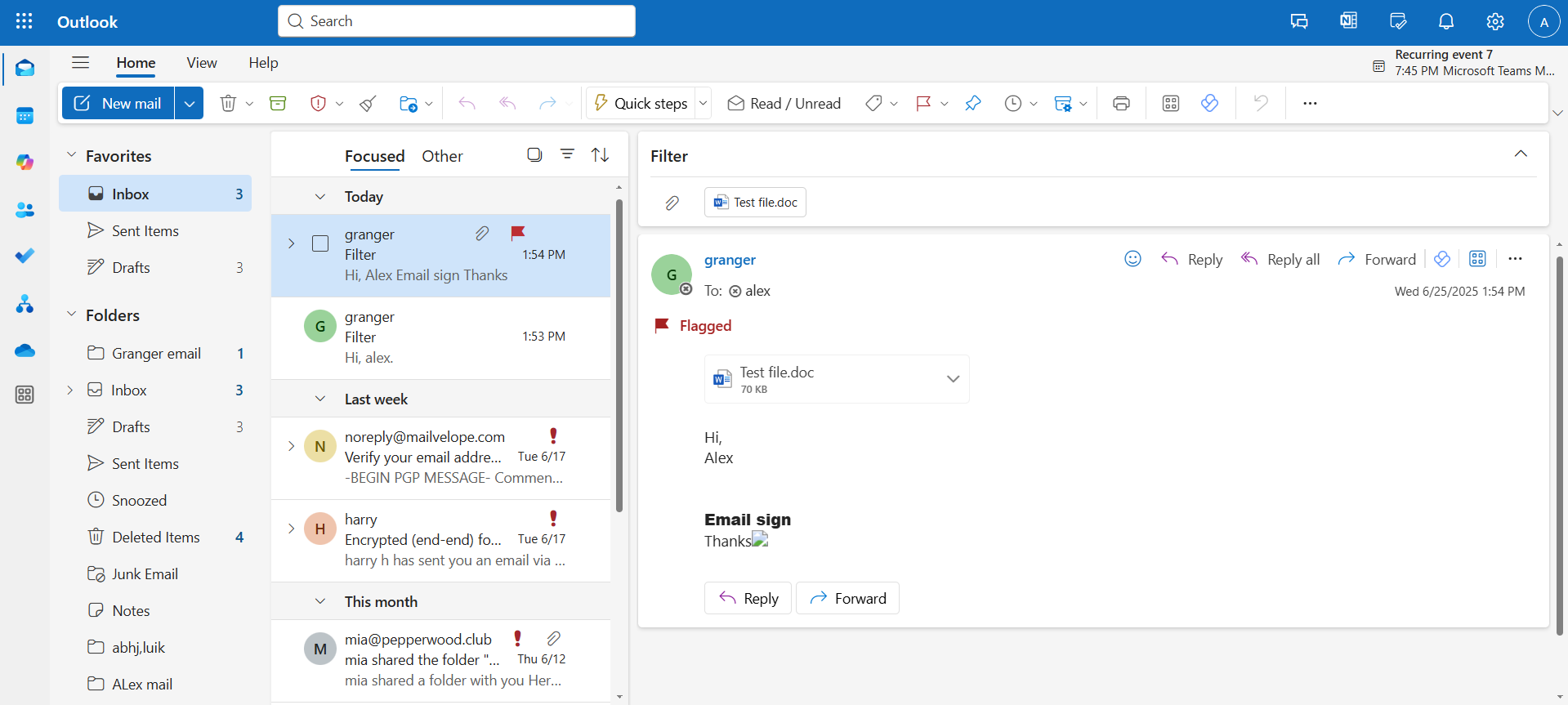 Outlook Inbox After migration
