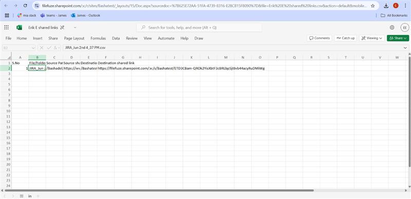 Shared CSV link