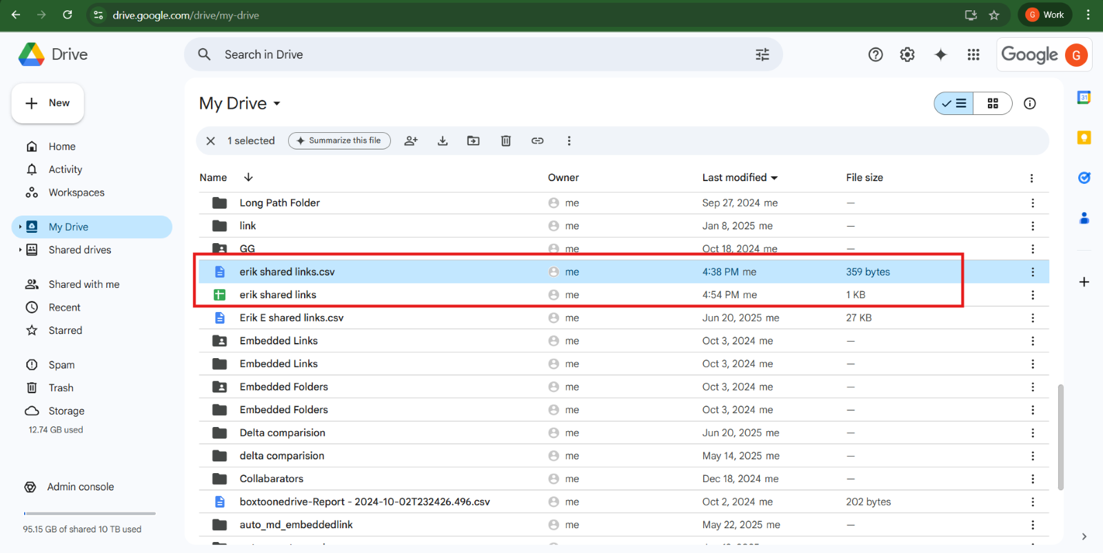 Shared link CSV files - MyDrive