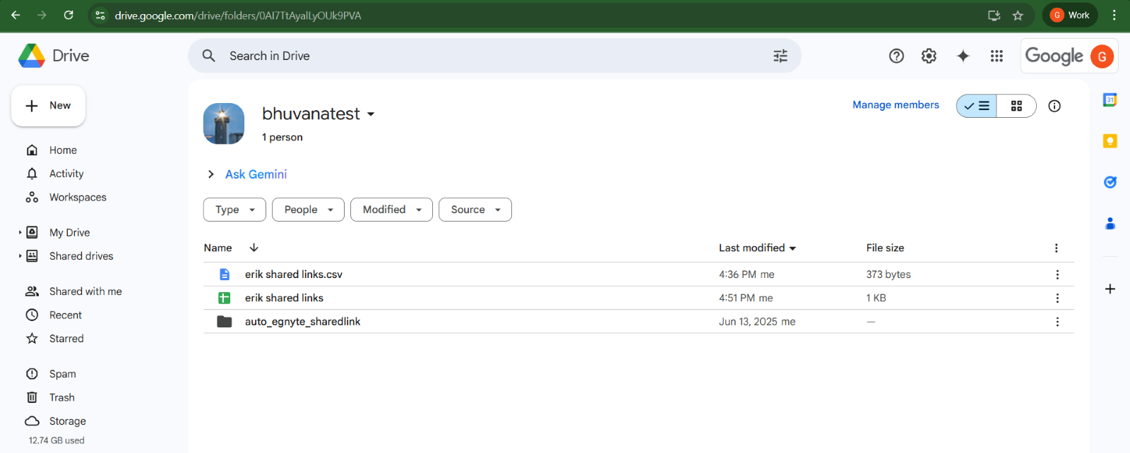 Shared link CSV files - Shared Drive