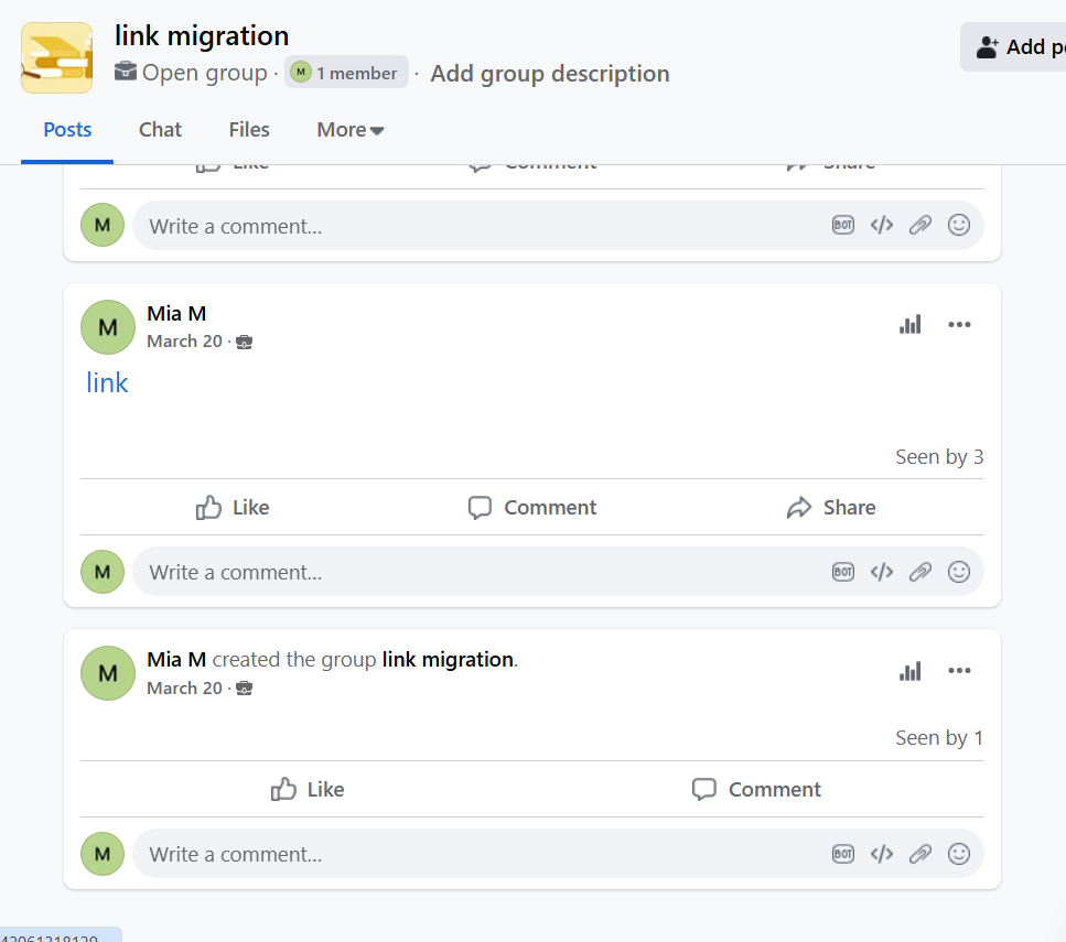 screenshot showing Metaworkplace group