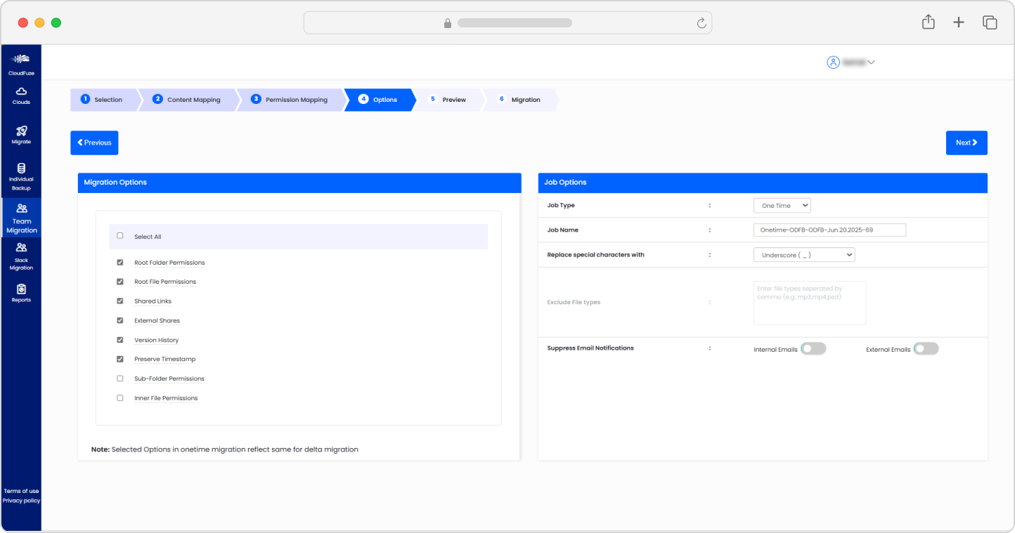 Choose Migration Options