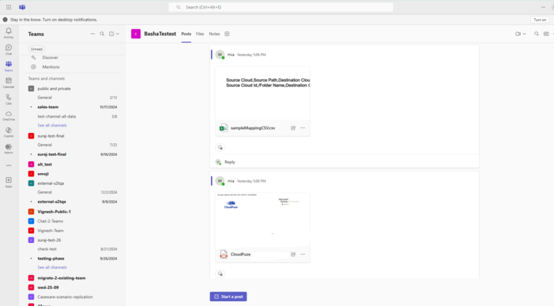 Copy Attachments from Google Chat to Microsoft Teams