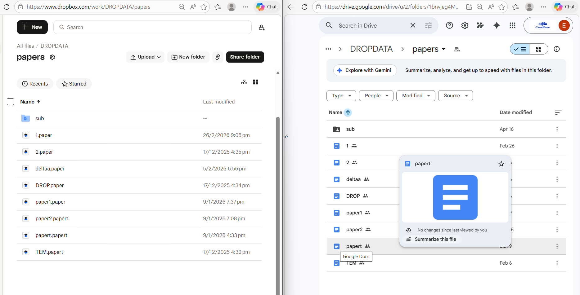 Dropbox Paper Migration to Google Drive