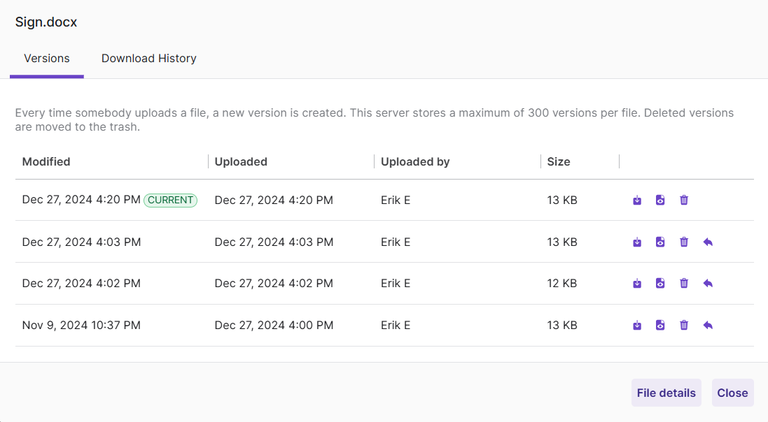 File Versions in Egnyte
