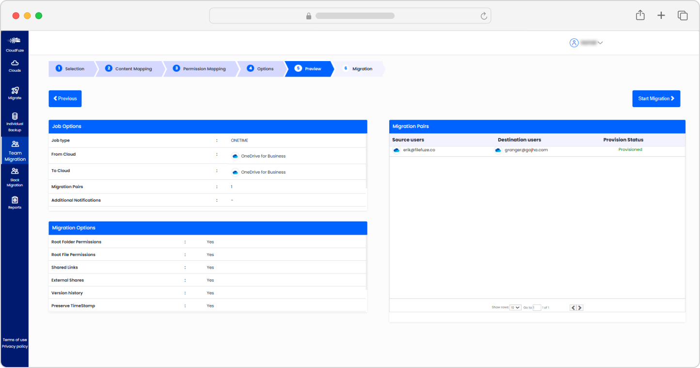 Migration preview