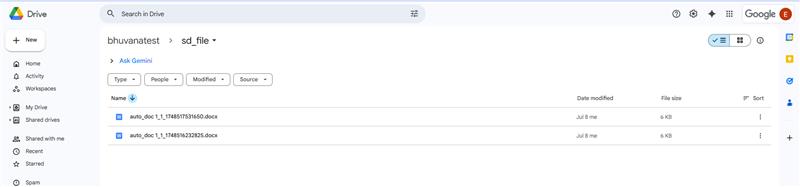 Source: Files in Google My Drive with timestamps