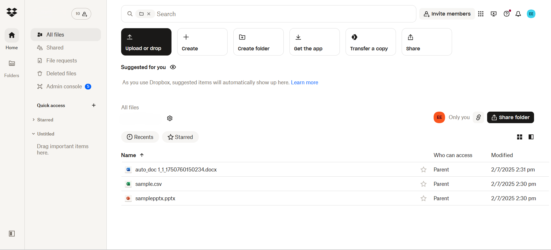 Word, Excel, and PowerPoint documents in Dropbox