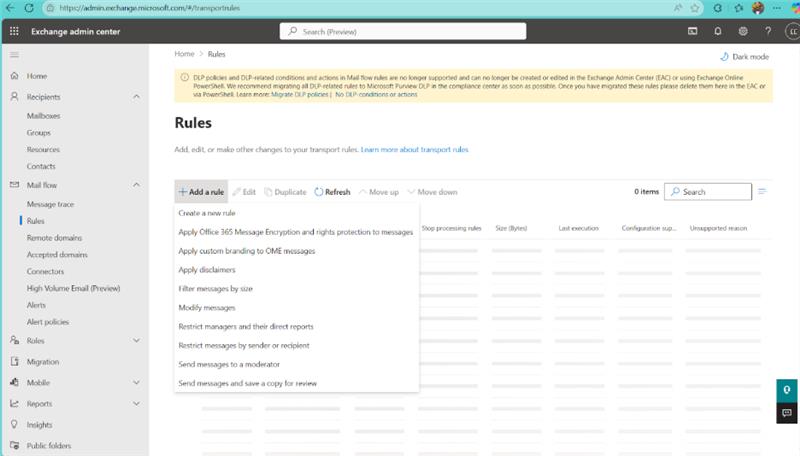 Click on Mail Flow