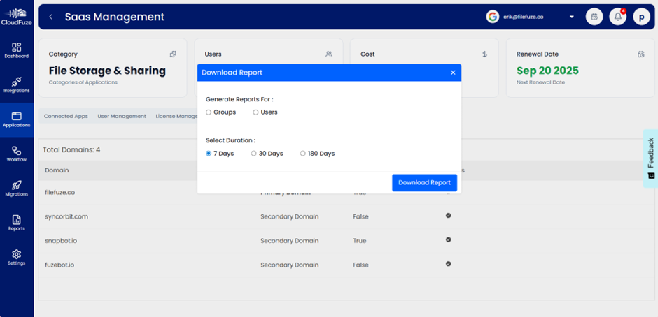 Download reports feature Preview
