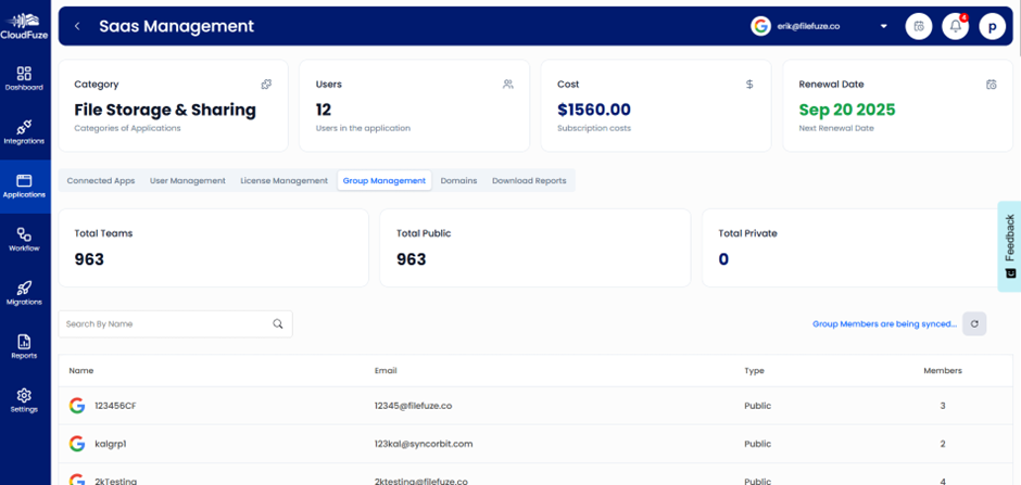 Group Management Dashboard Preview