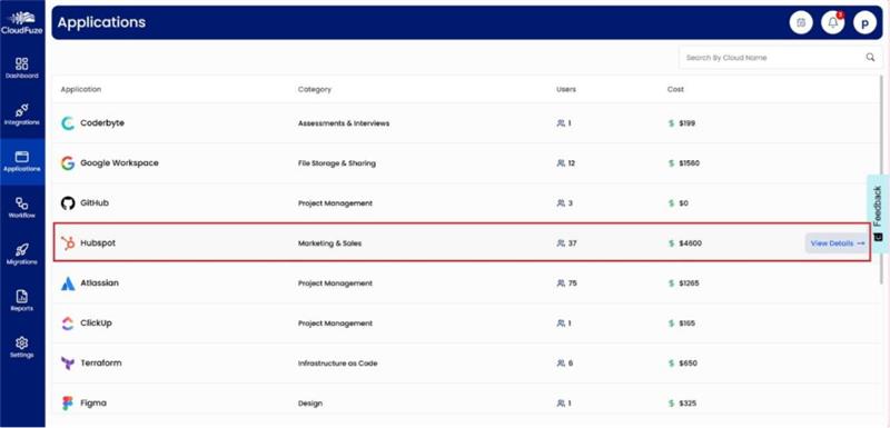 HubSpot Application Dashboard Preview