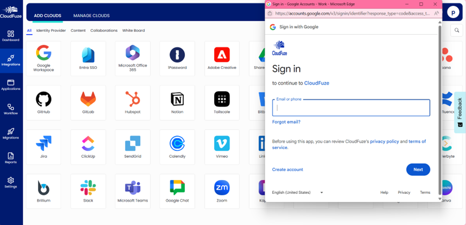 Integrations Dashboard Preview